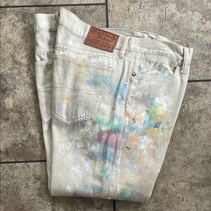 Polo Ralph Lauren Paint-Splattered Astro Boyfriend Distressed Jeans NWT